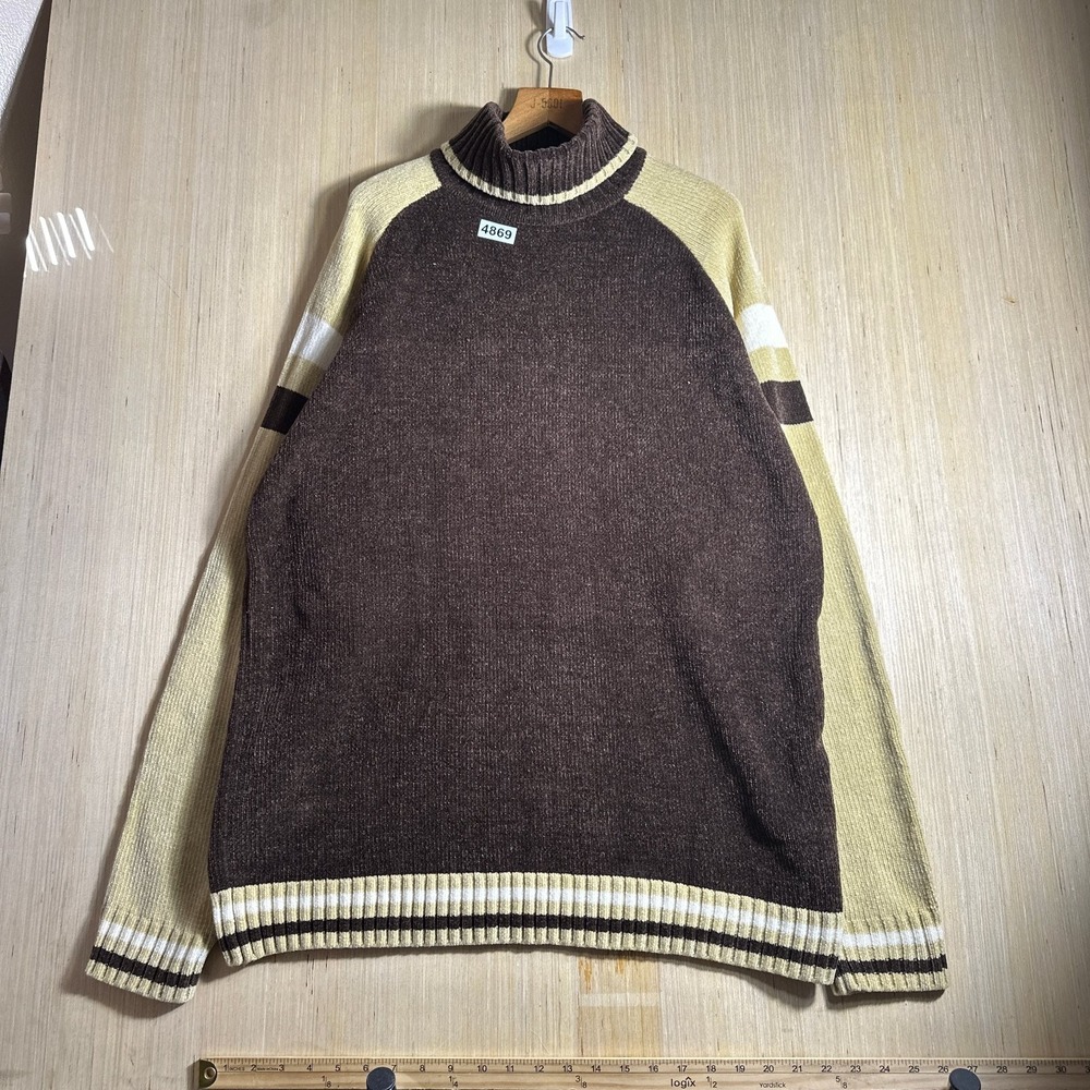 Vintage PJ Mark Pullover Sweater Mens XL Brown Acrylic Long Sleeve Neck Casual